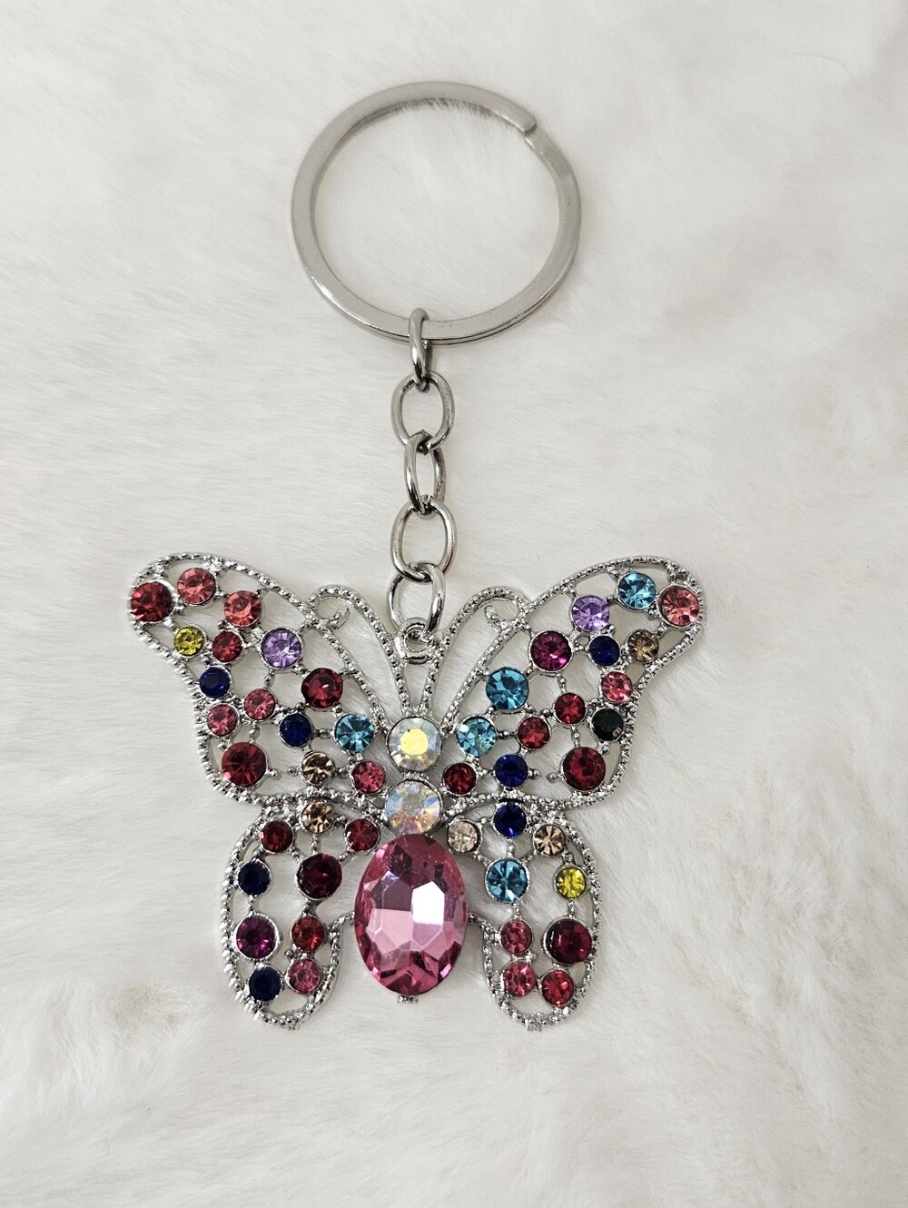 NWT Rhinestone Butterfly Purse Charm Keychain